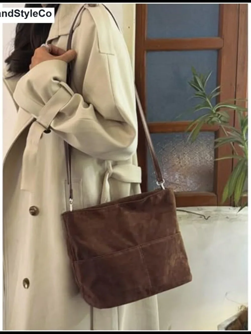 Faux Suede Bucket Bag Crossbody Slouchy Shoulder Purse Tote Hidden Handle_2